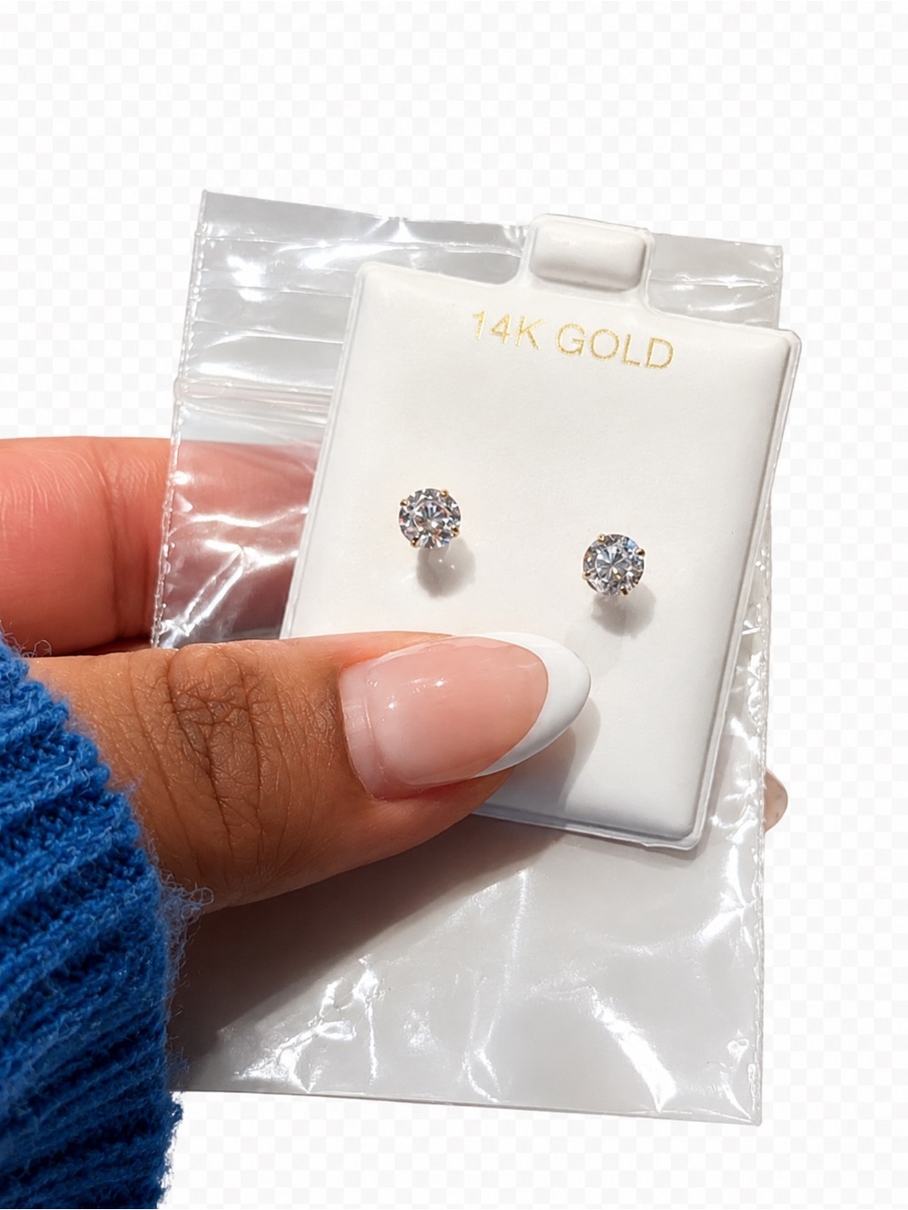14K Gold Clear CZ Stud Earrings - Classic 14K Gold Sparkle
